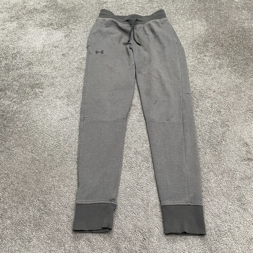 Under Armour Fitted Jogger Pants Mens SM Gray Tapered Leg Drawstring Active Run